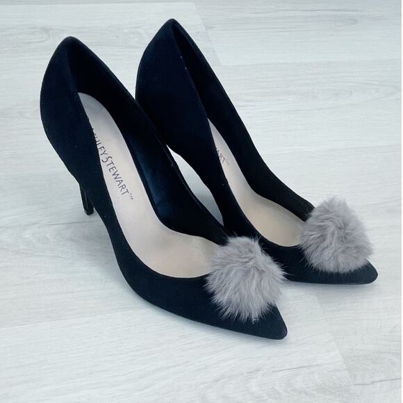 NEW Ashley Stewart Suede Pom Pom Stiletto Heels Size 10W NEW IN BOX - Picture 9 of 16